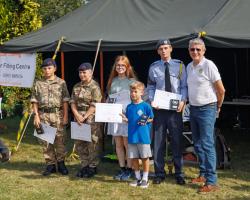 Naevia Hucklesby, Sway Hucklesby, Ruby Shortland, Teddy Coleman and Edward Watling with Rotary President Andrew Barwood